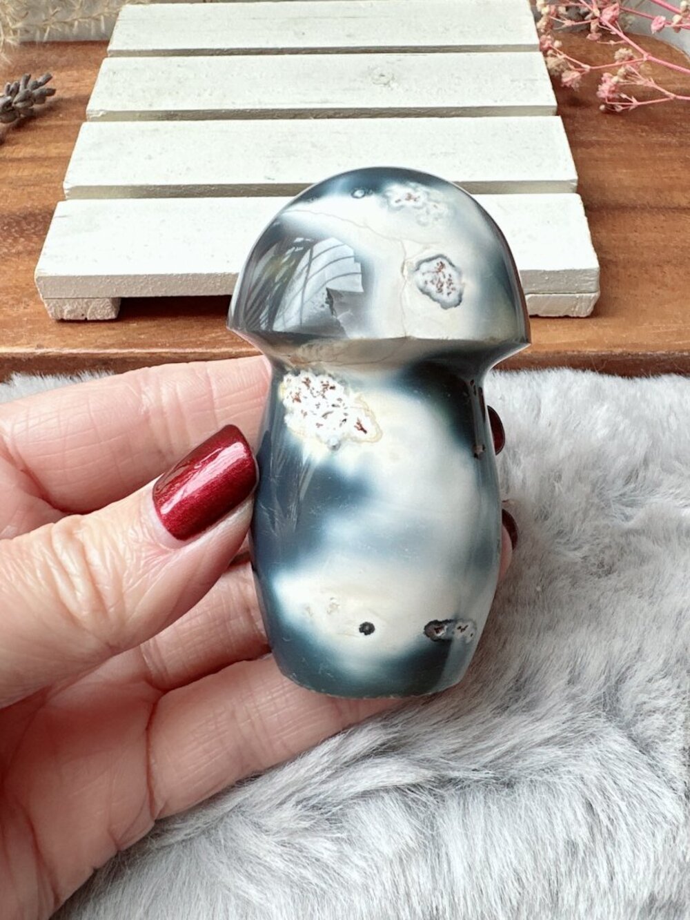 Gorgeous Orca Agate Mushroom